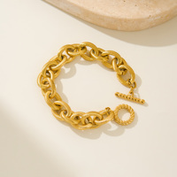 Ensemble collier et bracelet MYNECK Hippie Chunky Serise en acier inoxydable plaqué or 18 carats PVD, style hyperbolique, chaîne OT