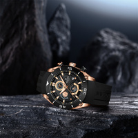 NAVIFORCE 8038 Montre à bracelet en silicone pas chère pour hommes, aiguilles lumineuses, montre-bracelet à quartz pour hommes, logo personnalisé, OEM masculin
