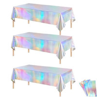 Nappe de table jetable moderne brillante effet laser pour fêtes, anniversaires, mariages, événements – Lot en gros irisé holographique