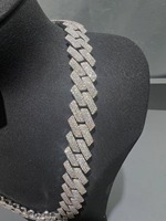 Kalung Rantai Cuban Hip Hop Moissanite Perak 925 Berkualitas Tinggi untuk Hadiah Ulang Tahun Pernikahan dengan Harga Ekspor