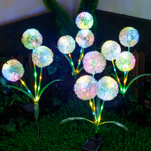 Lampes solaires d'extérieur en forme de pissenlit, 3 têtes, LED multicolores, IP65, étanches, pour jardin, allée, cour - Product Image 1