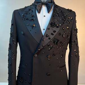 Rhinestone Shining çift göğüslü <span class=keywords><strong>2</strong></span> parça düğün Suit erkekler için resmi damat lüks balo smokin Best Man düğün smokin - Product Image 5