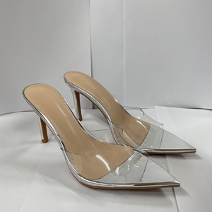 Sandales mules à talon aiguille souples pour <span class=keywords><strong>femme</strong></span>, à bout pointu, avec empeigne en maille transparente TPU, à enfiler, à talon haut, légères, tendance, pour l'été et les soirées - Product Image 3