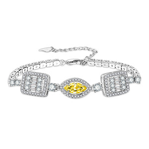 Bijoux de mode, bracelet en argent plaqué, forme carrée, chaîne tennis, micro-incrustation de zircon, pour femmes - Product Image 1