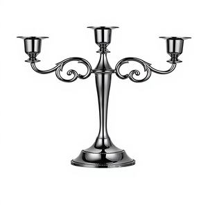 Vente chaude Bougeoir en aluminium argenté fait à la main à 3 bras pour table à dîner européenne de Noël pour la décoration de la maison - Product Image 1