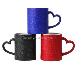 Mug en céramique ciel étoilé scintillant avec anse en forme <span class=keywords><strong>de</strong></span> cœur, <span class=keywords><strong>tasse</strong></span> à <span class=keywords><strong>café</strong></span> vierge pour sublimation pour couples - Product Image 2