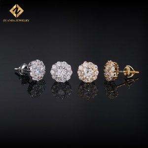Hot Saling 8.8mm Moissanite <strong>Earring</strong> Rapper Fashion Diamond <strong>Earring</strong> <strong>Solid</strong> 18k Gold 925 <strong>Silver</strong> VVS1 Moissanite Iced Out <strong>Earrings</strong> - Product Image 3