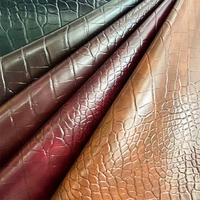 Échantillon de tissu en cuir synthétique PU crocodile souple de 0,65 mm, sans PFAS, écologique, disponible, simili cuir pour vestes et vêtements
