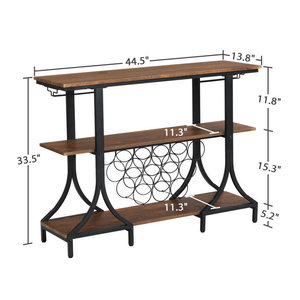 Aparador de madera maciza y hierro forjado, botellero, vitrina para vinos, estantería de almacenamiento de varias capas, copa con tallo invertido - Product Image 3