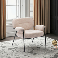 Fauteuil de salle à manger moderne et créatif en velours capitonné avec dossier ailé, pieds en métal, chaise de loisirs confortable pour salon, bureau à domicile, chambre à coucher