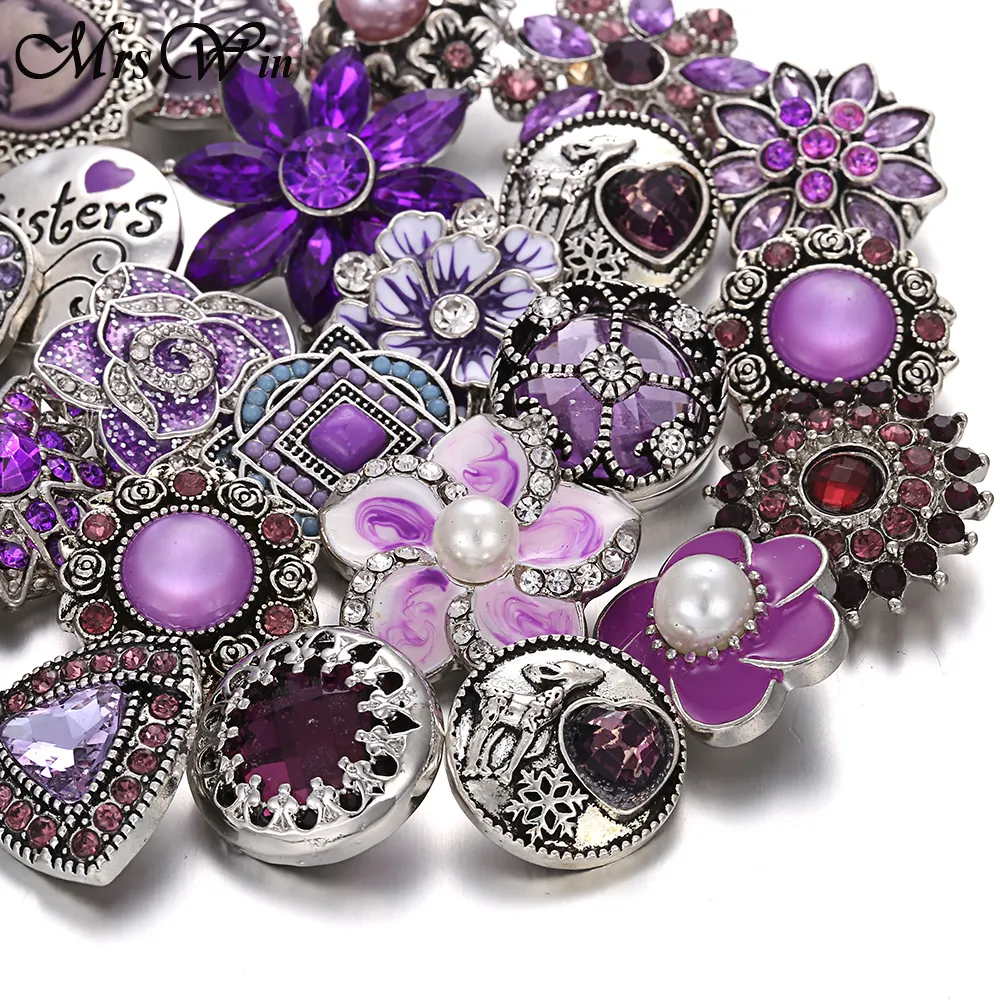 High Quality Jewelry DIY Crystal Rhinestone Flower 18mm 20mm Metal Snap Button