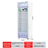 Réfrigérateur-congélateur vitré à double température avec refroidissement par air, sans givre et 2 portes, pour usage domestique ou commercial