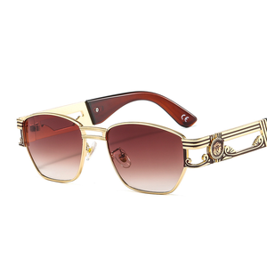 ที่มีคุณภาพสูงย้อนยุคสแควร์2022ใหม่ Unisex หัวสิงโตแว่นกันแดดผู้ชายแบรนด์หรูเรย์วงแว่นกันแดดโลหะแว่นกันแดดวินเทจ - Product Image 3