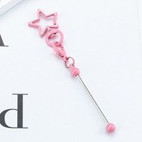 Xiximi Bunter Modischer Metall-Legierung Dekorations-Stern-Schlüsselanhänger Perlenbesetzt DIY Perlenfassung für Bürobedarf Schmuck
