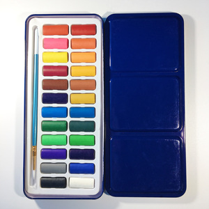 Pastel de neón sólido de bolsillo para niños, juego de pintura de acuarela metálica con pincel, 12/18/24/36 - Product Image 2