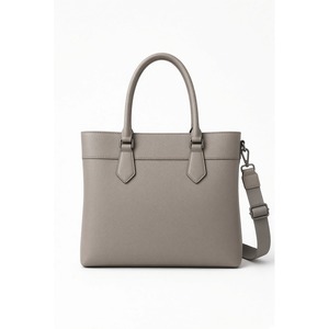 Sac fourre-tout gris minimaliste avec poignées supérieures et bandoulière réglable en cuir synthétique microfibre pour usage quotidien toutes saisons - Product Image 1