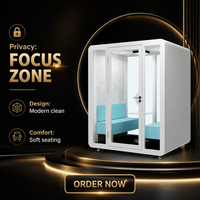 Cabine de bureau acoustique insonorisée, cabine téléphonique modulaire et mobile pour réunions, entretiens et diffusion