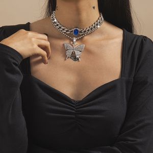 יוקרה שמנמן שרשרת קולר הצהרת תכשיטי נשים שכבה כפולה קובני שרשרת גדול פרפר שרשרת - Product Image 6