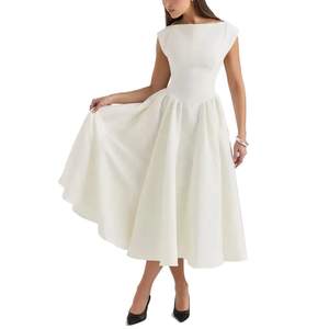 Custom Satin Midi women dresses elegant Pleated <b>Tulle</b> <b>Underskirt</b> Tight Waist sexy dress Solid Color office dress for women - Product Image 1