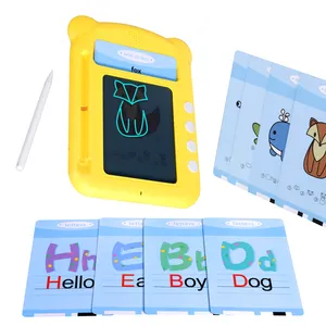 Early Educational 2 in 1 Doodle Board tavoletta da scrittura macchina per l'apprendimento udibile parlare animale Flash Cards giocattolo di apprendimento elettronico