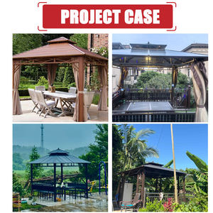 आउटडोर एल्यूमीनियम मिश्र धातु हार्डटॉप पैटियो गज़ेबो के साथ डबल छत वाटरप्रूफ पेगोला मंडप के साथ - Product Image 4