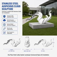 Sculpture Nuage Auspicieux Moderne Grande Personnalisée en Acier Inoxydable 304 et Faux Marbre Blanc pour Hall d'Hôtel, Jardin, Place Publique, Art