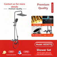 Système de douche complet gris haute pression avec pommeau de douche carré à économie d'eau et douchette multifonction pour salle de bain domestique