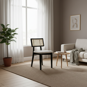 เก้าอี้ไม้ขนาดกะทัดรัดคลาสสิกพร้อมพนักพิงทอ - Product Image 3