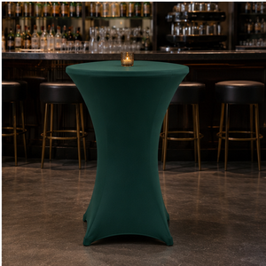 Emerald Green Cocktail Spandex Table Cover Round Highboy Stretch Fitted <b>Tablecloth</b> For Bar Lounge Event Rental - Product Image 1