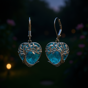 Eleganti orecchini a goccia con cristalli a forma di cuore per donna, in argento 925, romantici, da indossare tutti i giorni, con montatura a castone, tono oro bianco - Product Image 2