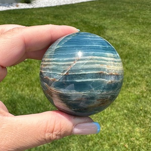 Sfera di Onice Blu in Stile Bohémien, Pietra Curativa Naturale per Decorazioni Uniche e Regali Festivi - Product Image 2