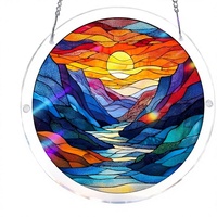 Nouvel Ornement Suspendu en Acrylique Transfrontalier, Motif en Relief de Paysages Scéniques (Canyon Doré, Vagues Océaniques), Attrape-Lumière