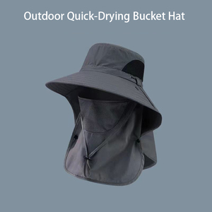 Chapeau de pêcheur uni style image avec large bord en toile, <span class=keywords><strong>voile</strong></span> anti-UV pour activités de plein air, pêche, sport, voyage, cyclisme, usage quotidien - Product Image 3