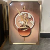 Cadre photo géométrique moderne abstrait en porcelaine plaquée argent, art mural de luxe, décoration intérieure, peinture de luxe en cristal et diamant