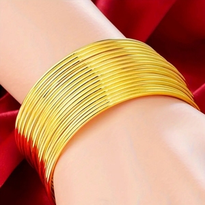 Bán Buôn Của Phụ Nữ 24K Vàng Vàng Đầy Cổ Điển Mỏng Bangle Đơn Giản Phong Cách Dây Vòng Đeo Tay 60Mm/62Mm/65Mm Thời Trang - Product Image 3