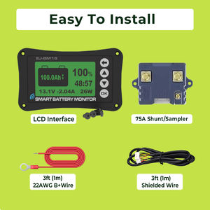 Monitor de Batería Bluetooth BM16 con Shunt Inteligente de 75A 150A 500A, Medidor de SoC LiFePO4 de 12V 24V 48V, Comunicación Personalizada para RV Solar - Product Image 1