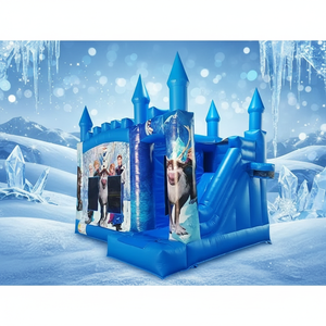 Castello Gonfiabile Personalizzato con Scivolo, Combo Gonfiabile per Feste a Tema Principessa delle Nevi, Mondo del Divertimento - Product Image 1