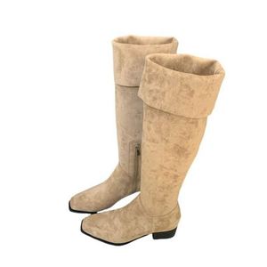 Luxury Fashion Boots Imported Calfskin <strong>Horse</strong> Bit <strong>Square</strong> Heel Autumn Winter Flat Boots - Product Image 4