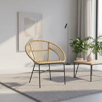 Chaises en rotin pour terrasse extérieure, balcon, table basse de cour, petites tables et chaises, chaises décontractées à dossier en rotin