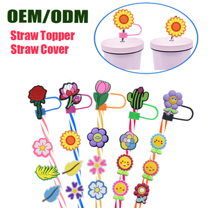 Adornos de flores 3D mexicanos para pajitas, accesorios de PVC anti-picos para vasos con cubiertas de silicona para puntas de pajita - Product Image 4
