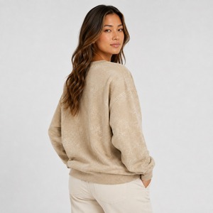 Sudadera de mujer más vendida con lavado ácido, algodón, forro polar, puños acanalados, hombros caídos, estilo urbano, moda. - Product Image 5