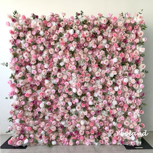 E11 Panel de Fondo Enrollable 3D de 8 pies x 8 pies con <span class=keywords><strong>Pared</strong></span> de Rosas Rosadas Grandes, Muro de Flores Artificiales de Seda <span class=keywords><strong>para</strong></span> Decoración de Bodas y Eventos - Product Image 6