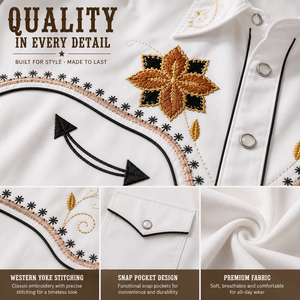 Western Blouse Custom Luxury Mens Embroidered <b>Cowboy</b> <b>Shirt</b> Pearl Snap Long Sleeve Woven Fabric Private Label Manufacturer - Product Image 3