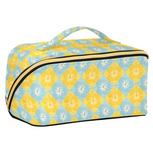 Fashion Flower Custom Print <b>Large</b> Wide-open Toiletry <b>Bag</b> Makeup Organizer Travel Women <b>Cosmetic</b> <b>Bag</b> with Golden Zipper - Product Image 1