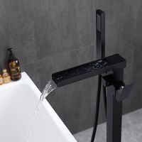 Ensemble de robinetterie de baignoire de luxe ultra populaire, design carré, pour montage au sol ou au plafond, en laiton de qualité supérieure avec éléments en céramique, et pommeau de douche brésilien moderne
