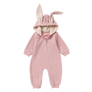 Vente en gros d'automne : Combinaisons pour bébés nouveau-nés à manches longues avec oreilles de lapin, en coton biologique - Product Image 2