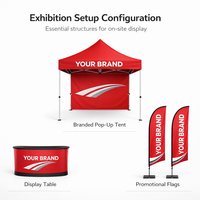 Kit de Soutien Personnalisé pour Salons Professionnels avec Nappes, Bannières et Drapeaux de Marque pour Stands d'Exposition