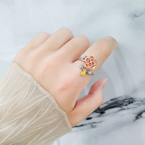 Anillo giratorio europeo-americano con diseño floral, personalizado, creativo, resistente a la presión, anillo antiestrés con forma de rosa, venta al por mayor - Product Image 2