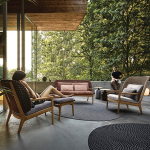Ensemble de chaises à bascule contemporaines en rotin PE et bois, imperméables, pliables, pour patio, hôtel, salon - Product Image 3