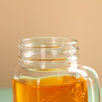 Pot en verre transparent de 500 ml de qualité alimentaire, avec poignée et couvercle métallique, impression personnalisée du logo, pour jus, bière, lait, thé